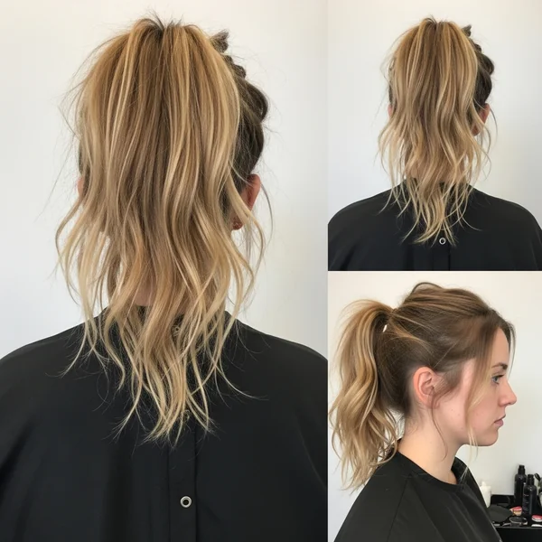 Wavy Hair Messy Ponytail Hairstyles