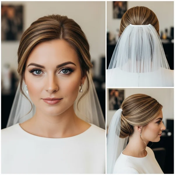 Wedding Hairstyles Bun with Veil