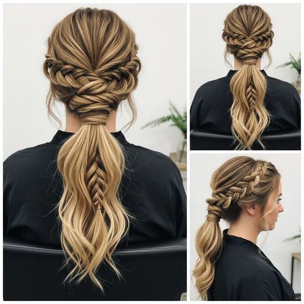 wedding hairstyles for long hair with braids boho pony tails