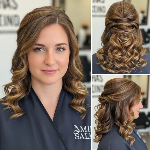 wedding hairstyles half up half down curly