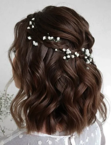 Whimsical Braided Bob with Baby's Breath Accents