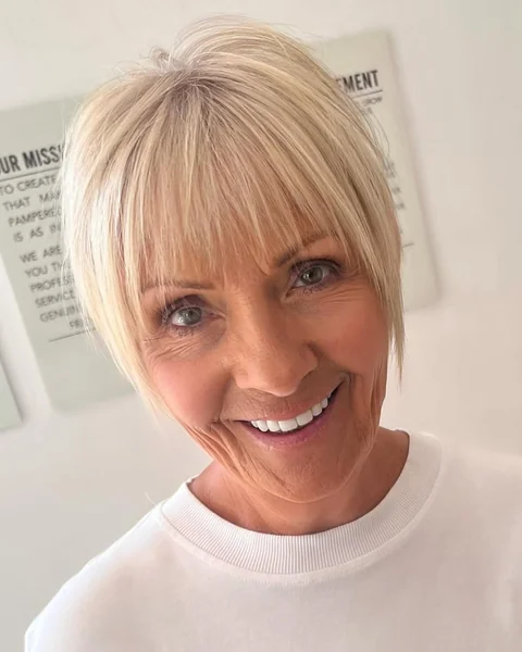 Wispy Champagne Pixie with Soft Feathered Bangs